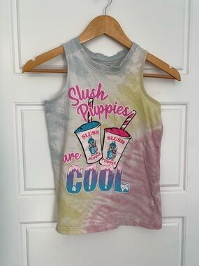 Girls Size M(10-12) Tie Dye Slush Puppies Tank Top Muscle Shirt Pink Blue Yellow